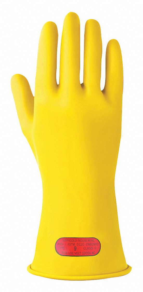 ANSELL Electrical Insulating Gloves, Voltage Class Class 0, Yellow