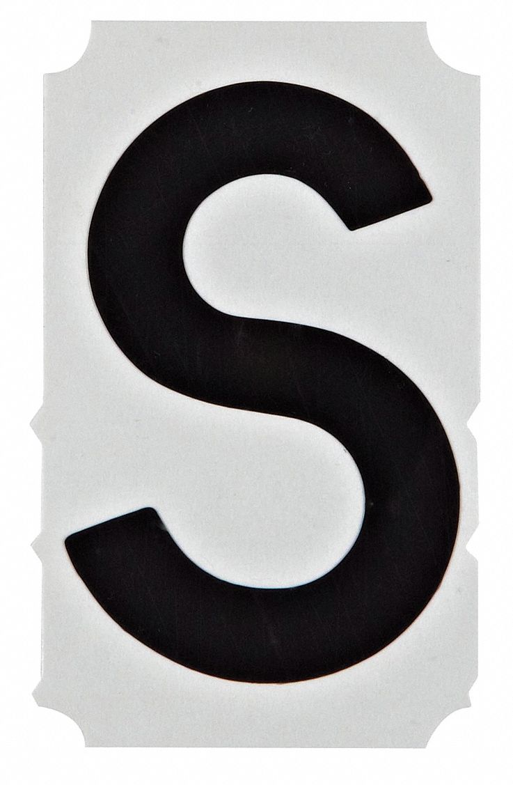 BRADY Letter Label, S, Black, 1 in Character Height, 10 PK 24VA02