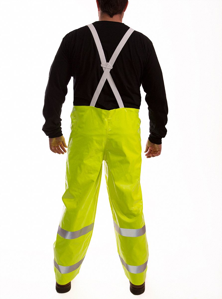 TINGLEY Yellow/Green, HiVisibility Rain Bib Overall, 4XL, Polyester