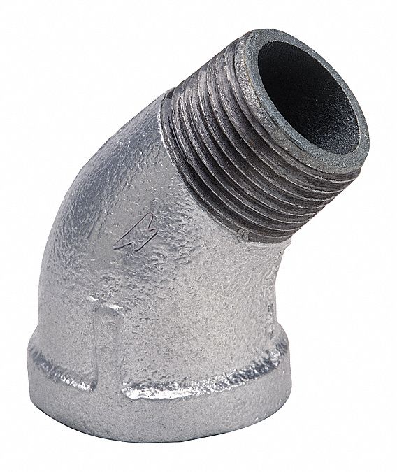 GRAINGER APPROVED Galvanized Malleable Iron Street Elbow, 45 Degrees, 1