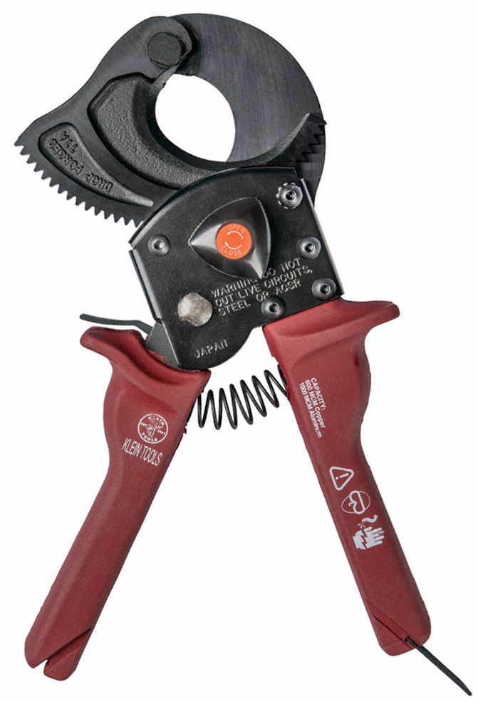 KLEIN TOOLS Ratchet Cable Cutter Plastic, Center, For 1,000 kcmil Max