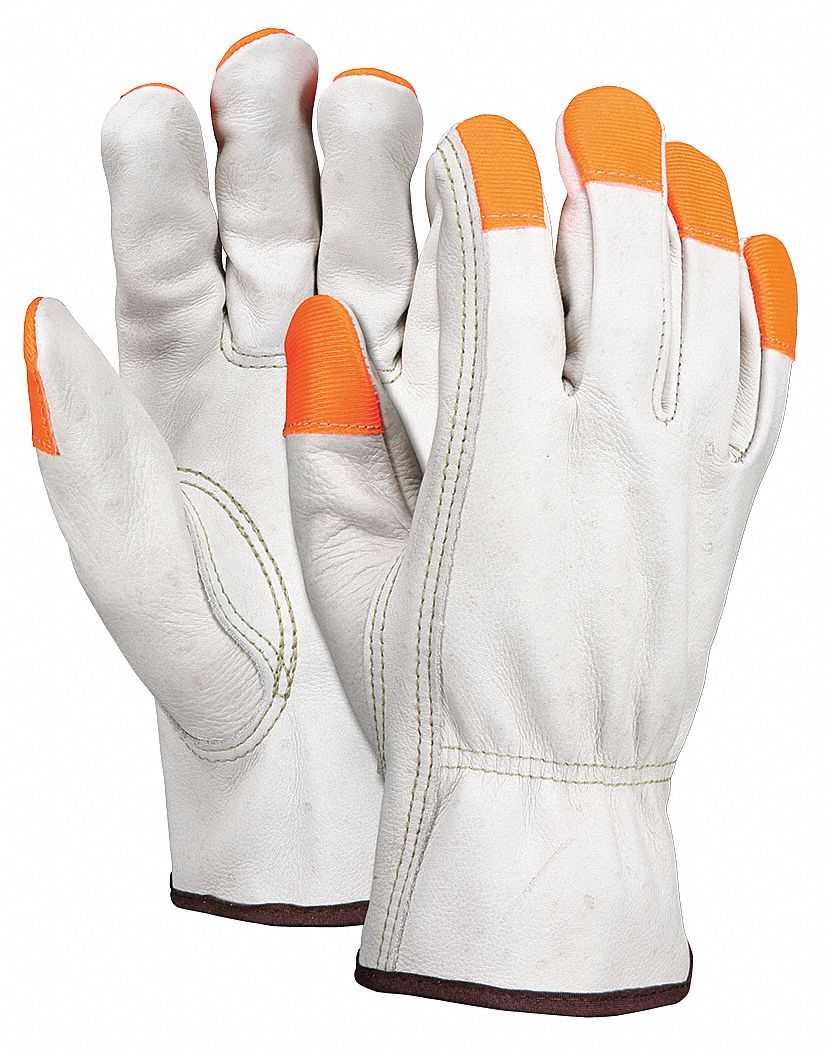 MCR SAFETY Leather Gloves, M, Cowhide, 1 PR 25D5663213MCHVSP Grainger