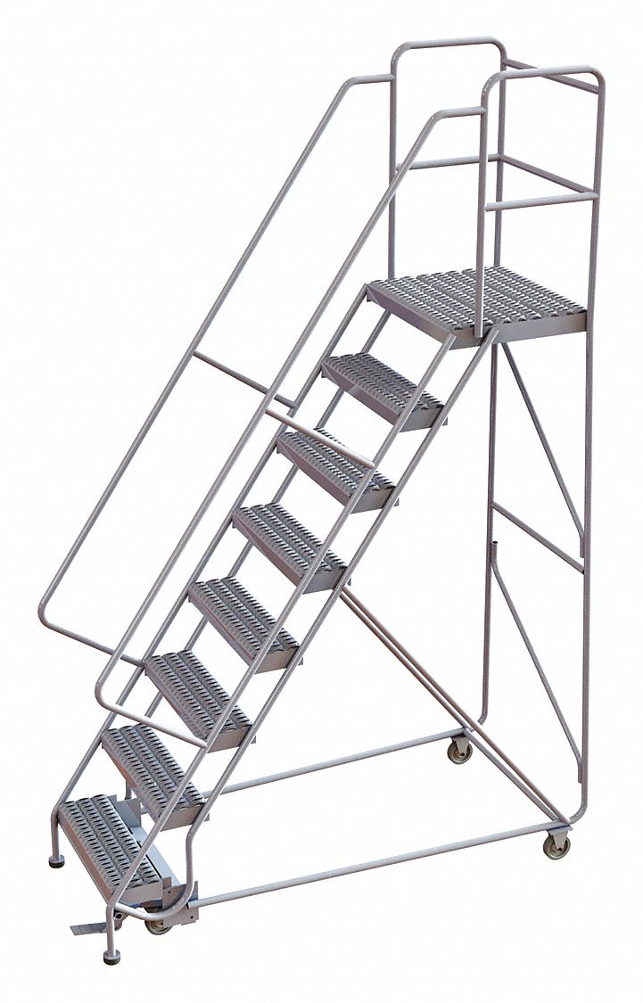 TRIARC 8Step Rolling Ladder, Serrated Step Tread, 112 in Overall