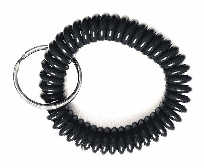 GRAINGER APPROVED Wrist Coil Key Ring, Black, PK10 25PA2425PA24 Grainger