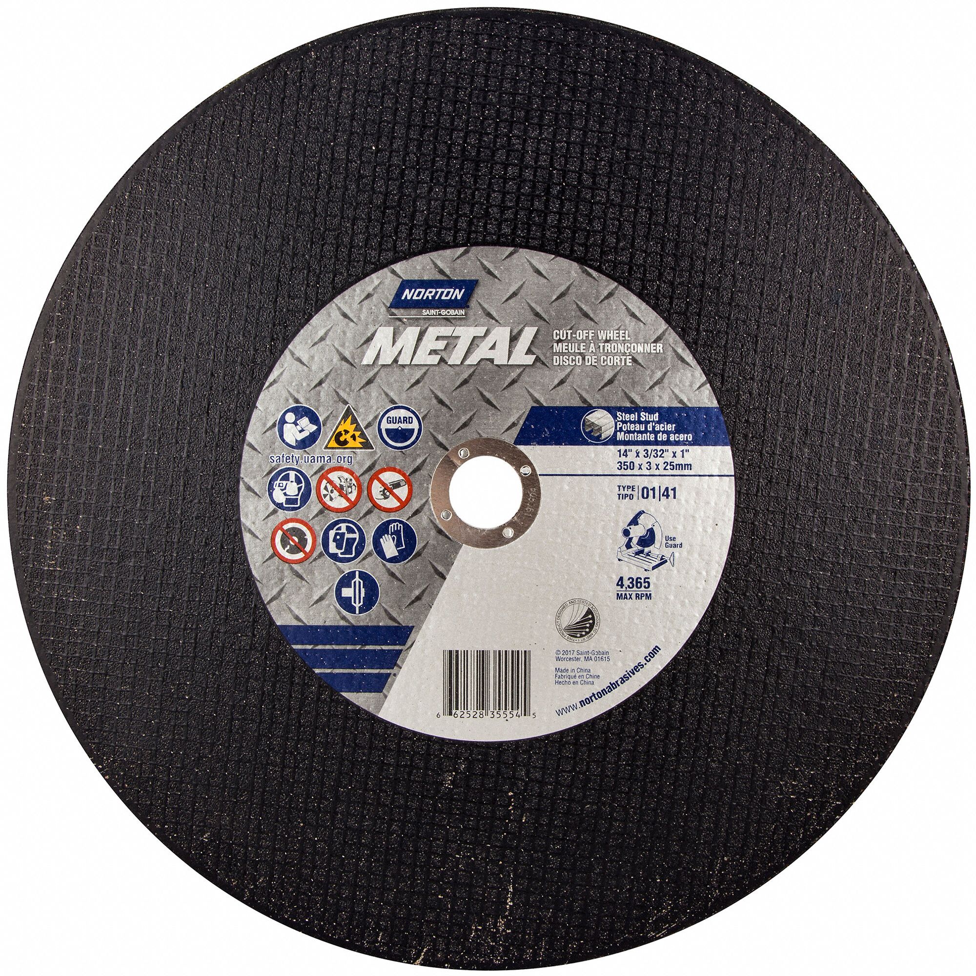 NORTON Abrasive CutOff Wheel 14 in Abrasive Wheel Dia, Aluminum Oxide