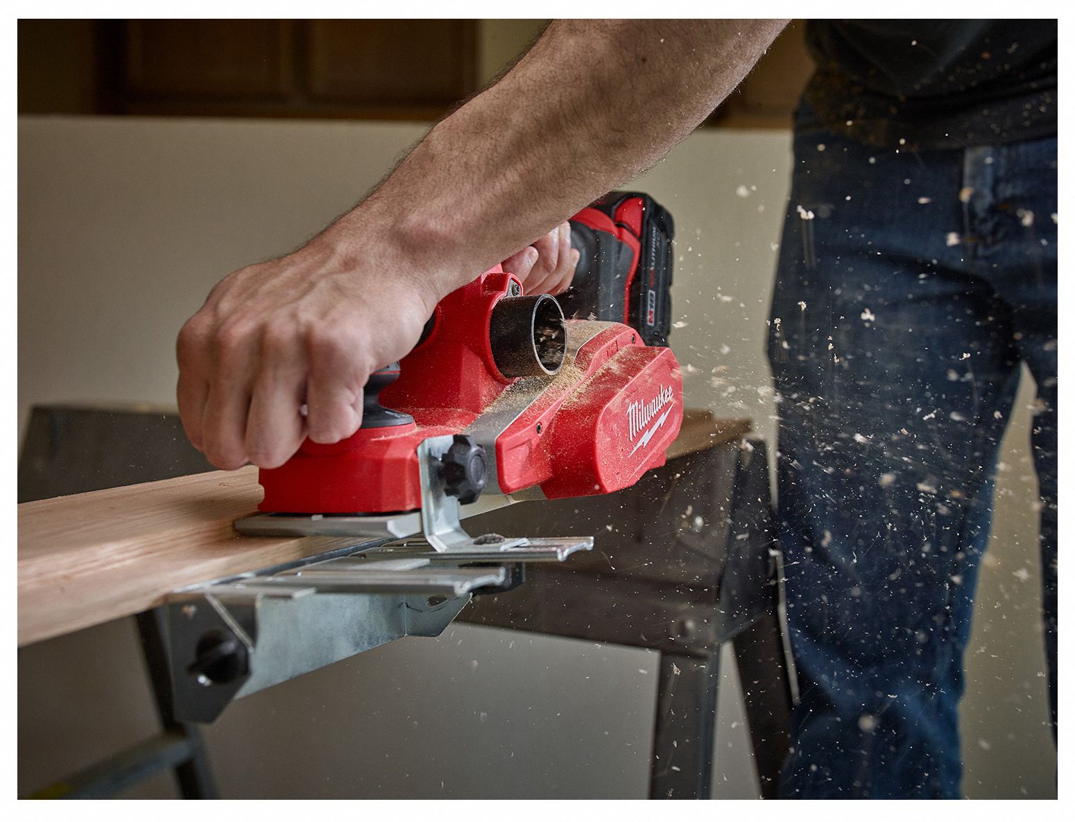 MILWAUKEE Cordless Planer M18, Bare Tool, 3 1/4 in Blade Wd, 1/16 in Cutting Dp, 20 Dp Settings