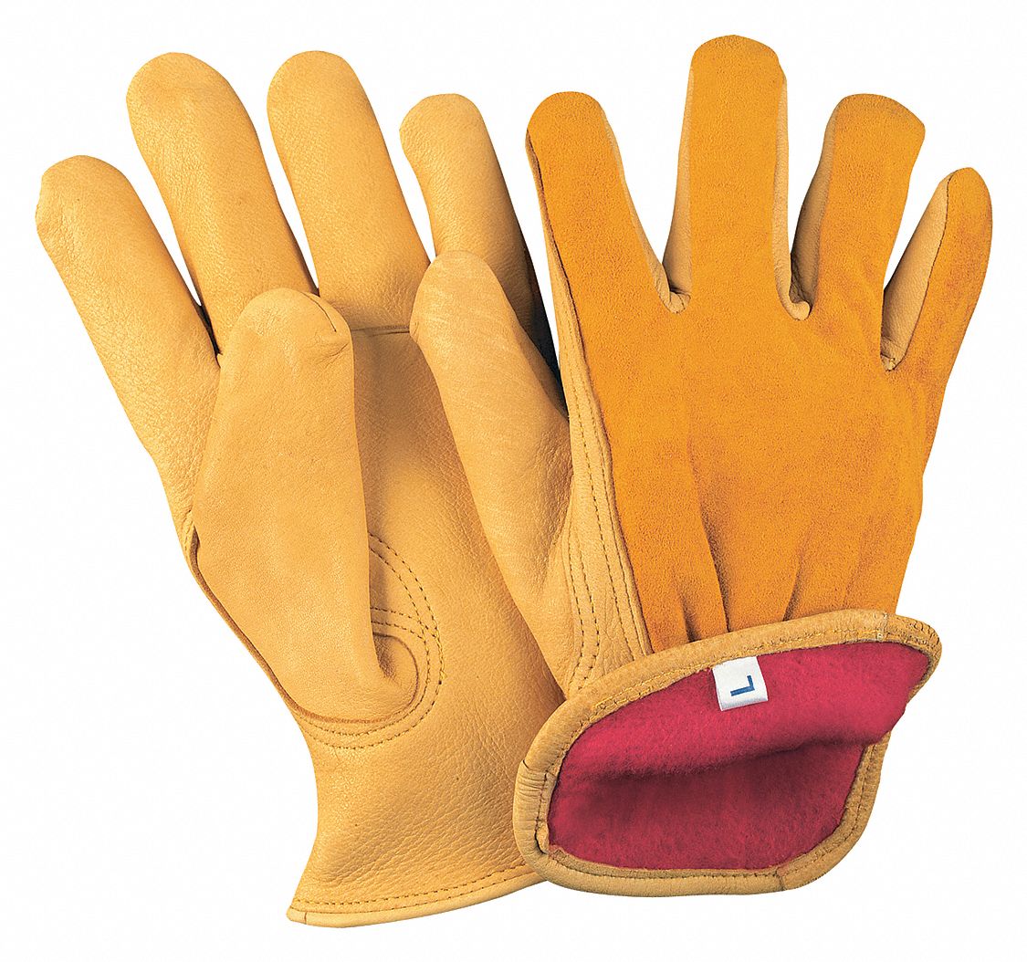 MCR SAFETY Leather Gloves, M, Deerskin, PK 12 26K8173555M Grainger