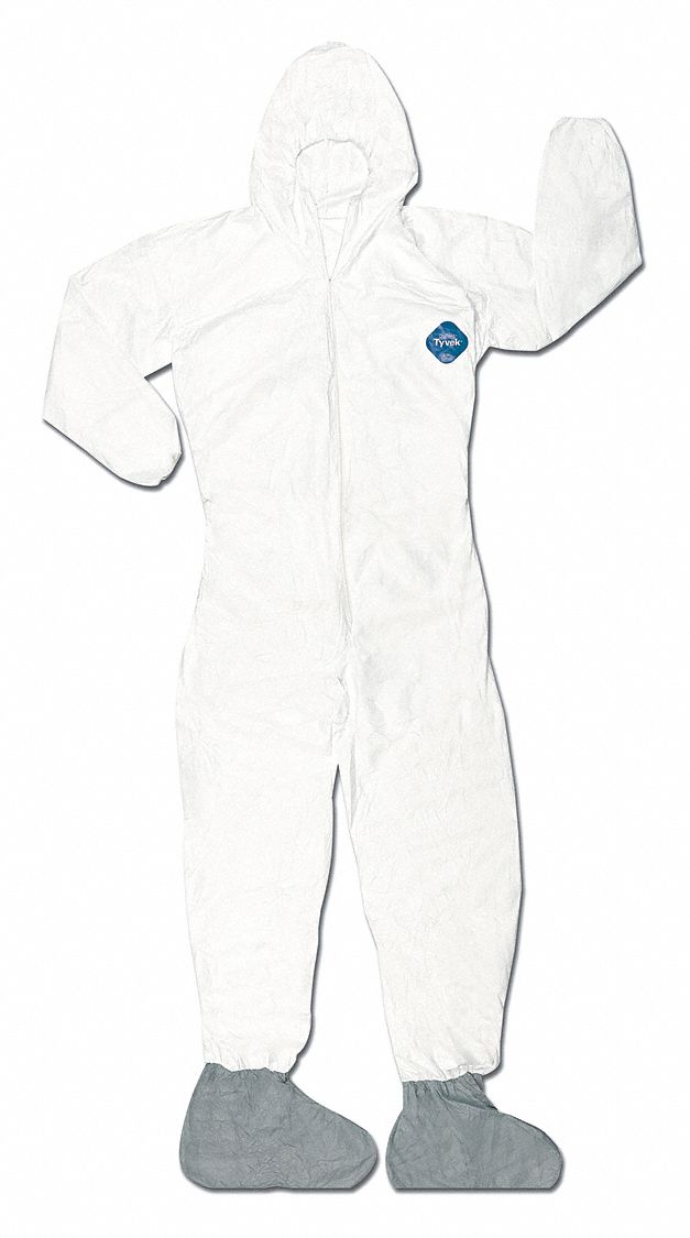 MCR SAFETY, 3XL, Tyvek®, Tyvek Coverall W Hood Boot,3XL,PK25 26K934