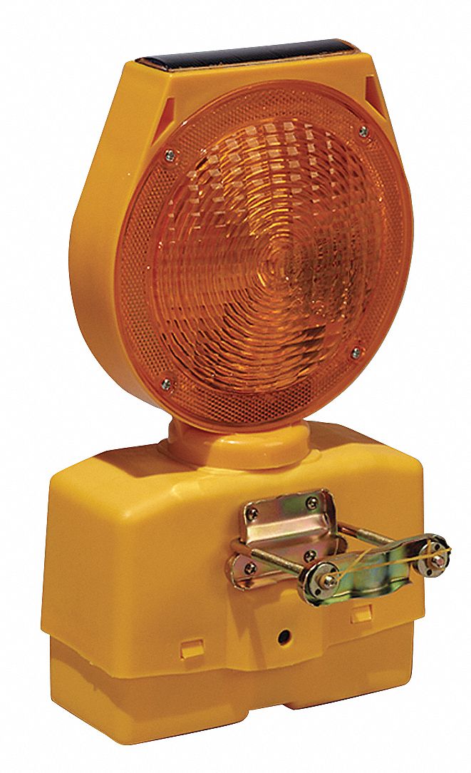 GRAINGER APPROVED Solar Barricade Light, 7 1/2 in Head Dia., Amber