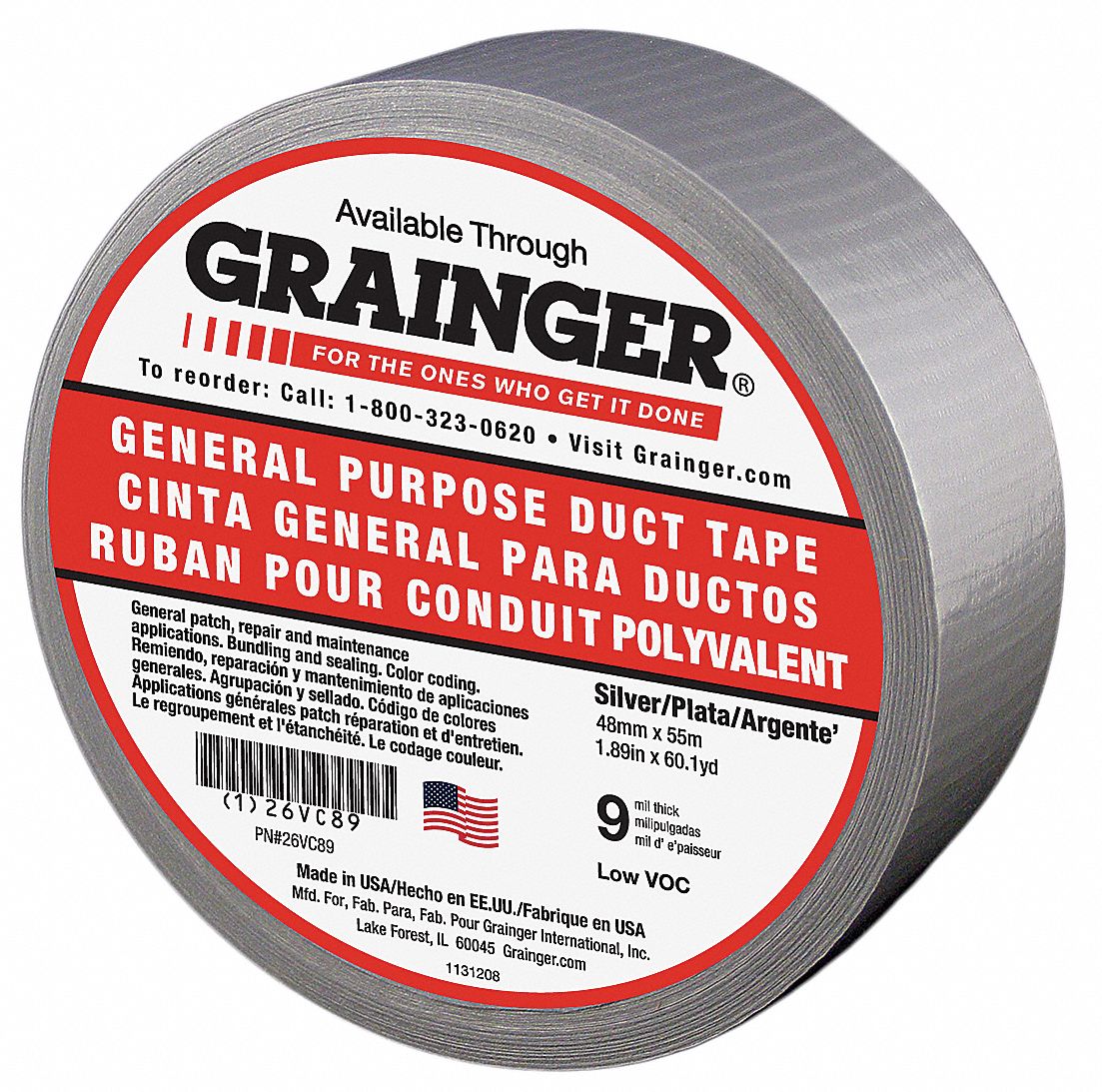 GRAINGER APPROVED Duct & Repair Tape, Tape Brand GRAINGER APPROVED