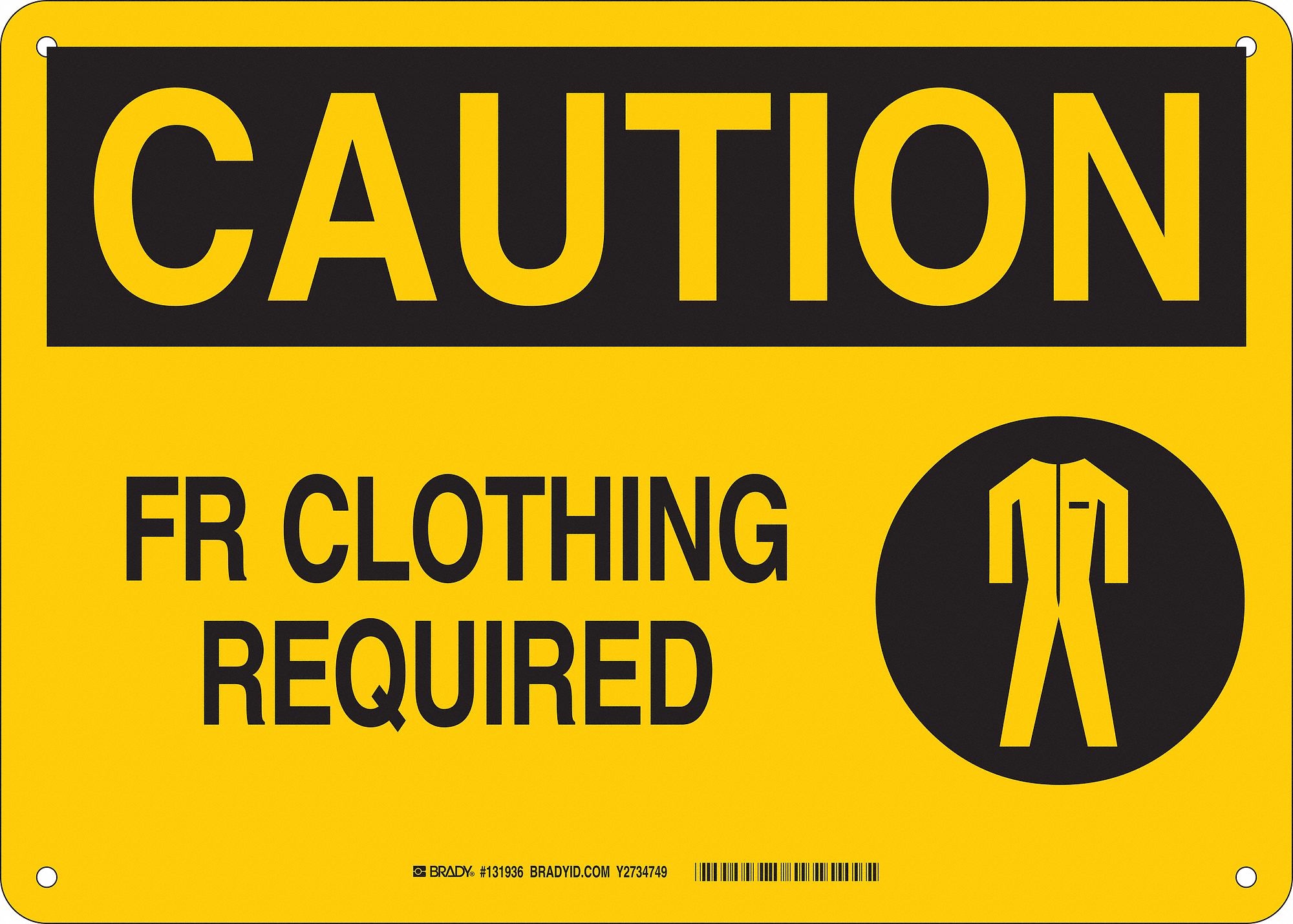 Caution Sign, Fr Clothing Required, Header Caution, Rectangle, 10 in