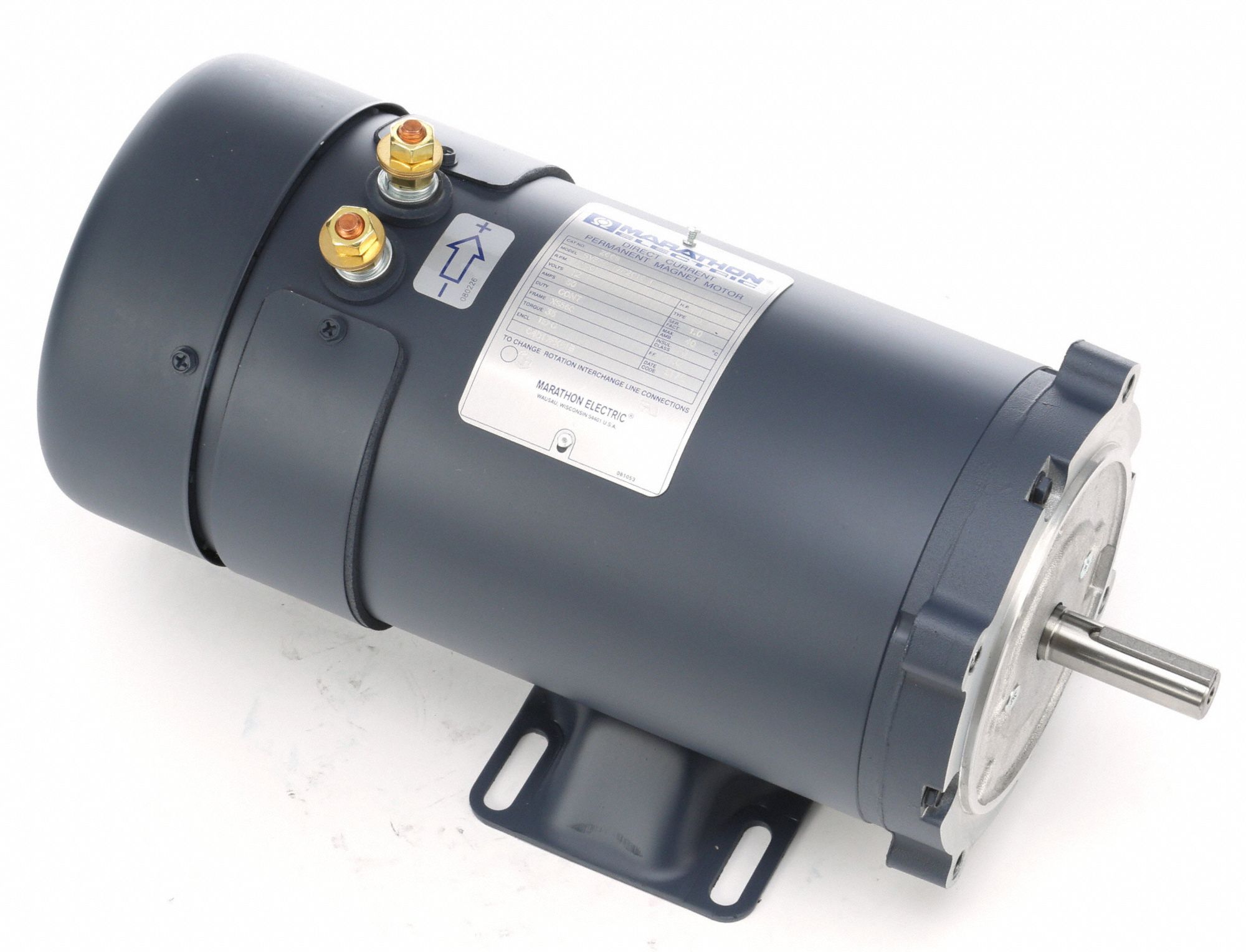 MARATHON MOTORS DC Permanent Motor, 1 HP, 56C Frame, Nameplate