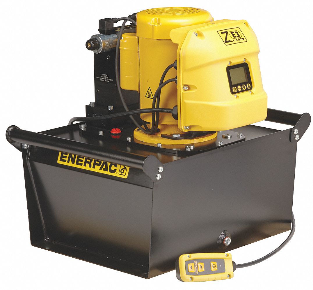 ENERPAC Electric Hydraulic Pump with Remote, 4 Way, 3 Position, Tandem