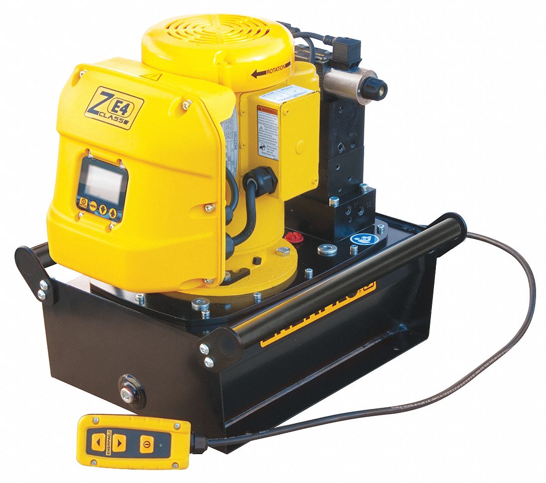 ENERPAC Electric Hydraulic Pump with Remote, 4 Way, 3 Position, Tandem