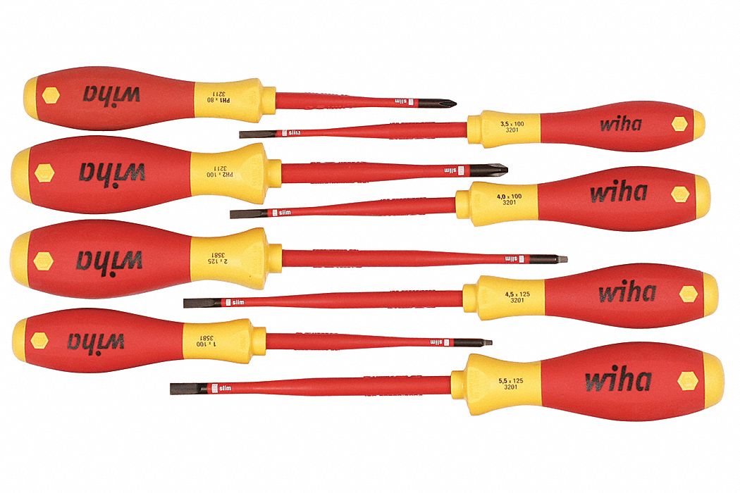 WIHA TOOLS Phillips/Slotted/Square Insulated Screwdriver Set