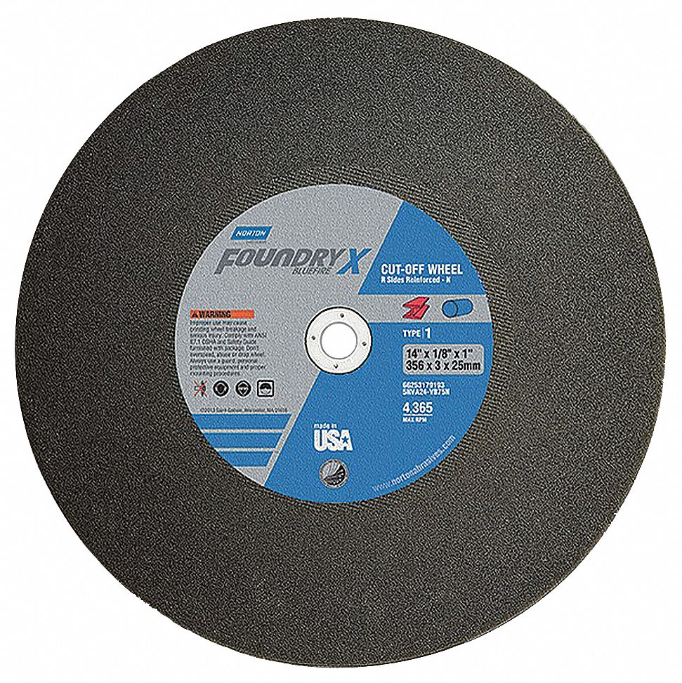 NORTON Straight Grinding Wheel 14 in Abrasive Wheel Dia, 1 in Arbor
