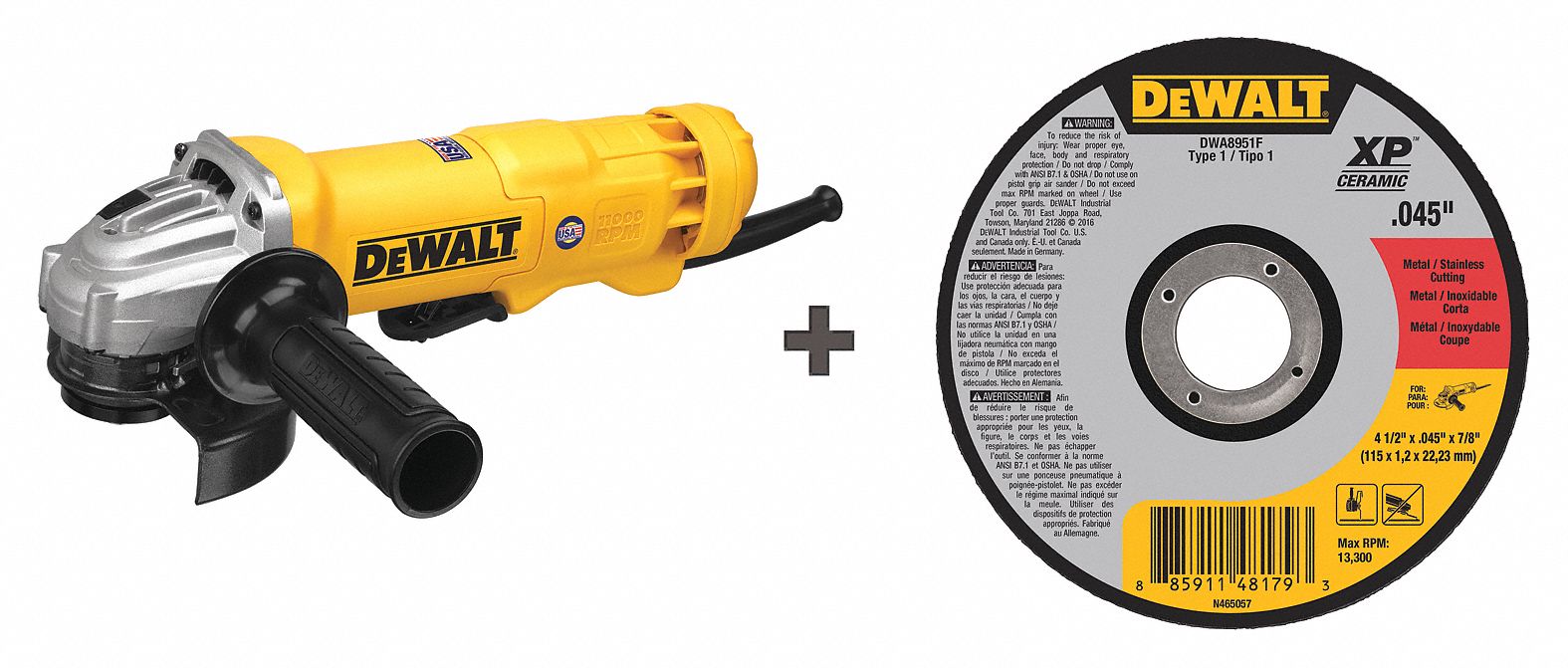 DEWALT Angle Grinder, w/ (25) Abrasive Wheels 271D83DWE402N/DWA8951F