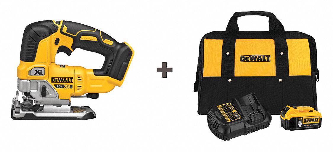 DEWALT Cordless Jig Saw Kit, 20VDC, DHandle 272JN9DCS334B/DCB205CK