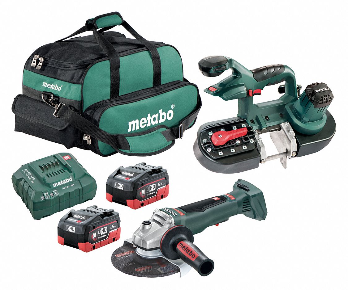 METABO Cordless Combination Kit, 2 Tools, 18V DC 276T08WPB 18 LTX 150 BL + MBS 18 LTX 2.5
