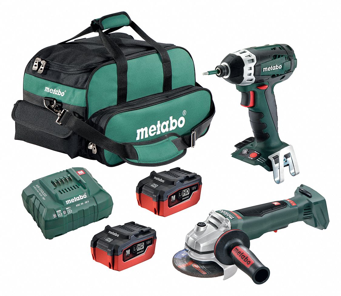 METABO Cordless Combination Kit, 18.0 Voltage, Number of Tools 2 276T11WPB 18 LTX 115 BL