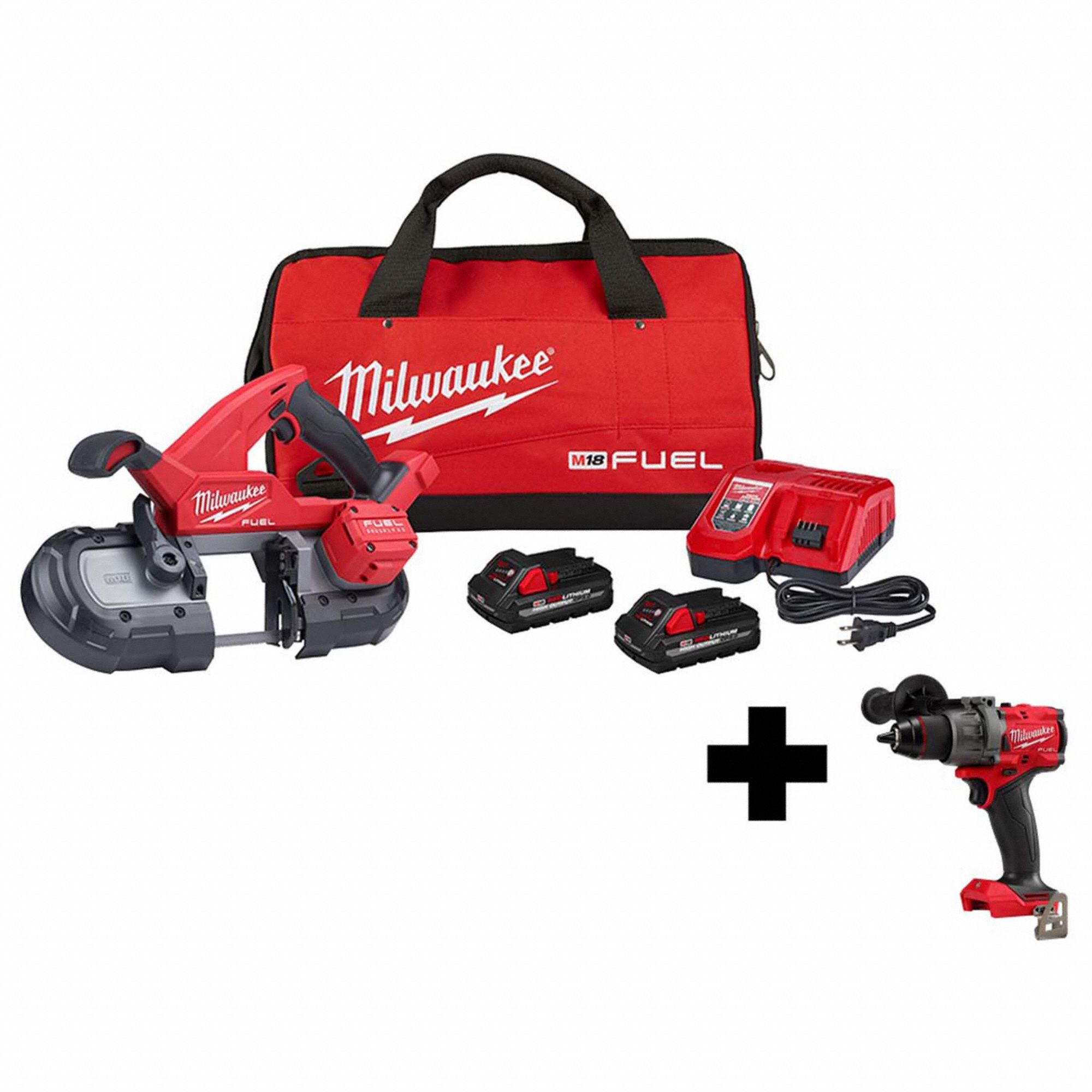 MILWAUKEE, 18 V Volt, 2 Tools, Band Saw Kit 385XH1282922, 290420 Grainger