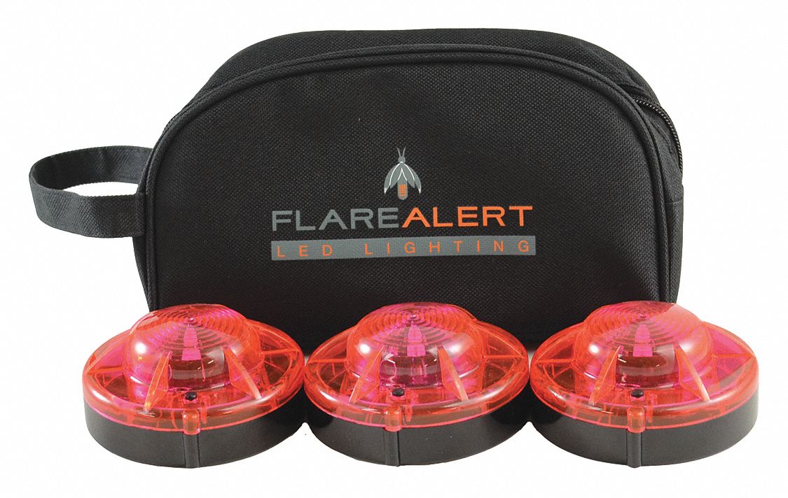 FLAREALERT, Red, LED Road Flare Kit 29DX79B3RB2 Grainger