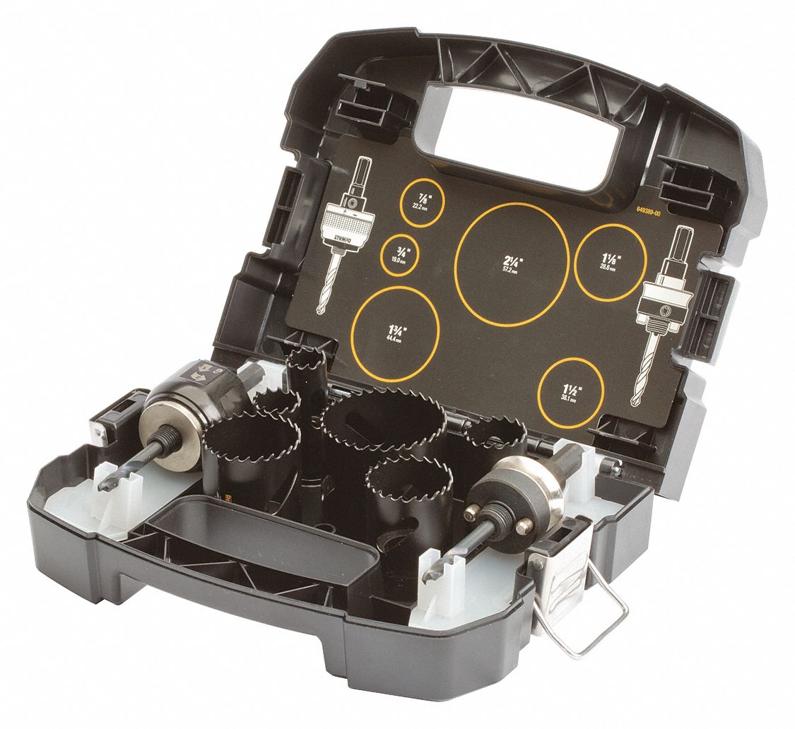 DEWALT, 9 Pieces, 7/8 in to 2 1/2 in Saw Size Range, Hole Saw Kit