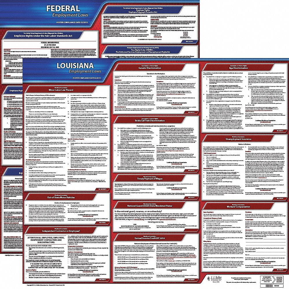 JJ KELLER, Federal and State Labor Law, LA, Labor Law Poster Kit