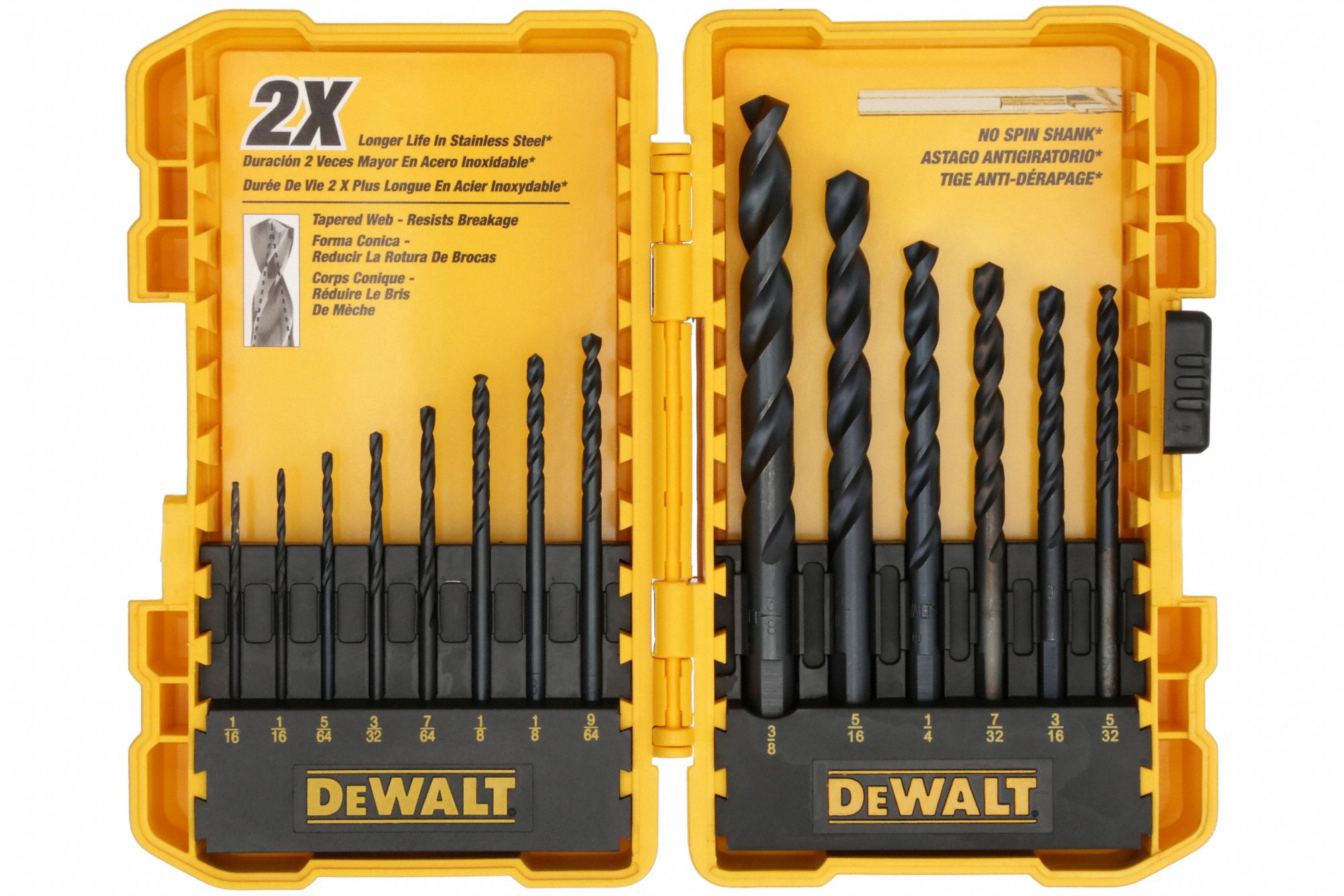 DEWALT, 1/16 in Smallest Drill Bit Size, 3/8 in Largest Drill Bit Size