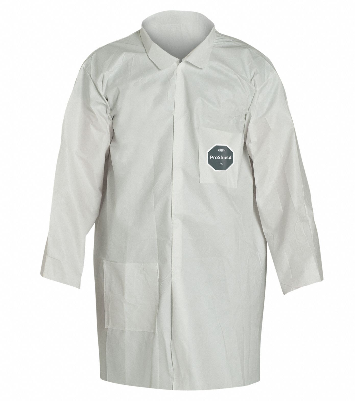 DUPONT Disposable Lab Coat, Cleanroom Class Not Rated, 2XL, White, PK
