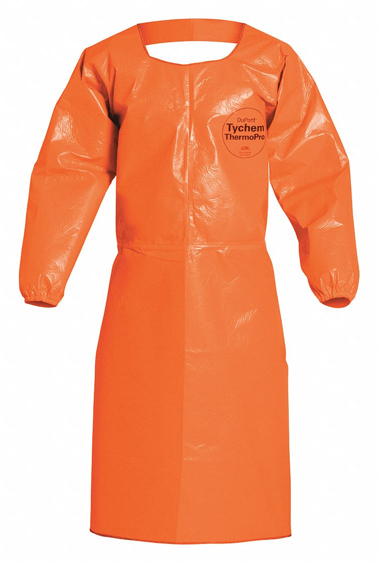 DUPONT Chemical Resistant Sleeve Apron, S, Orange 45JE42