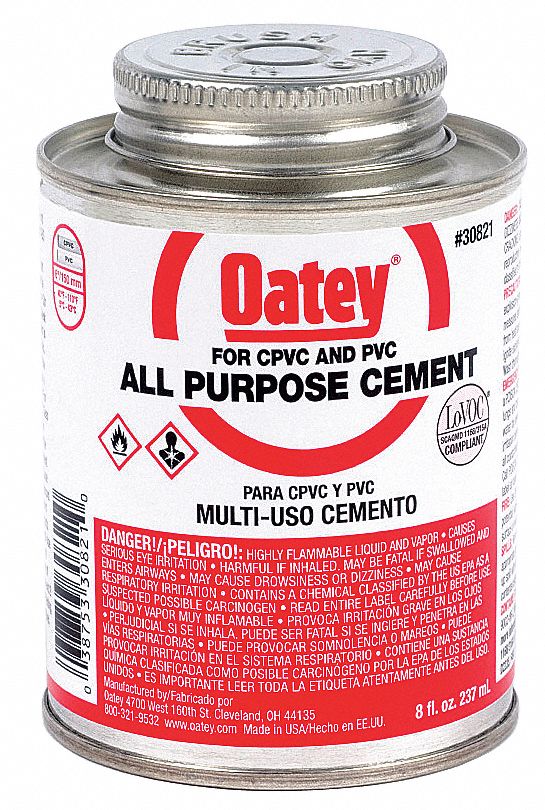 OATEY MilkyClear Solvent Cement, Size 8 oz, For Use With ABS Pipe and