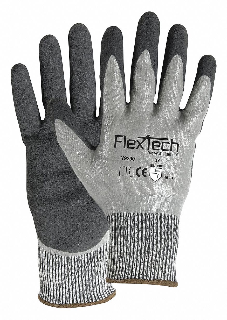 FLEXTECH Cut Resistant Gloves, M, 4 ANSI/ISEA Cut Level, Palm and