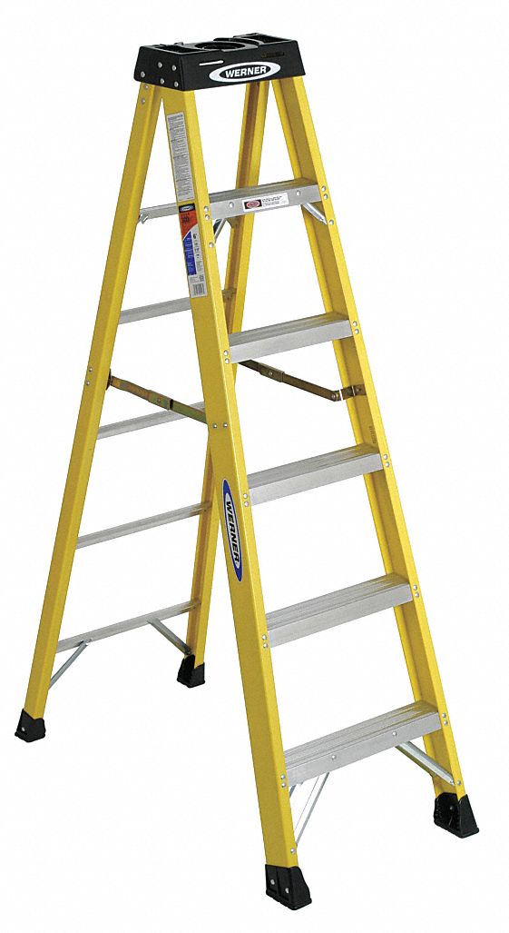 WERNER, 6 ft Ladder Size, Fiberglass, Stepladder 29JV226106 Grainger
