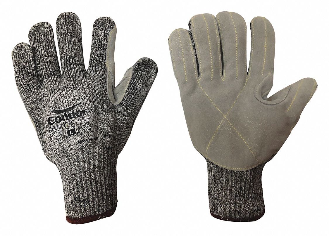 CONDOR Leather Gloves 2XL ( 11 ), Leather Palm Knit Glove, Cowhide