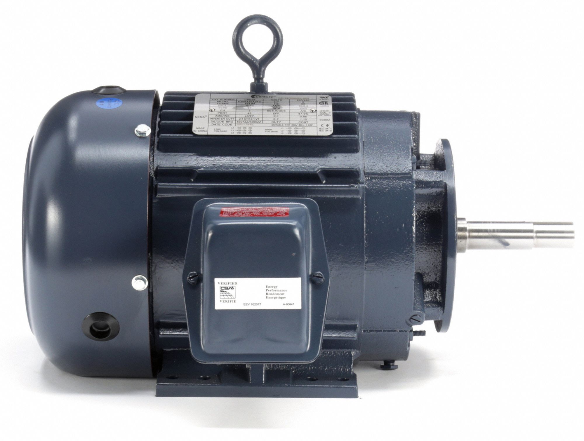 CENTURY 5 HP CloseCoupled Pump Motor,3Phase,3505 Nameplate RPM,208