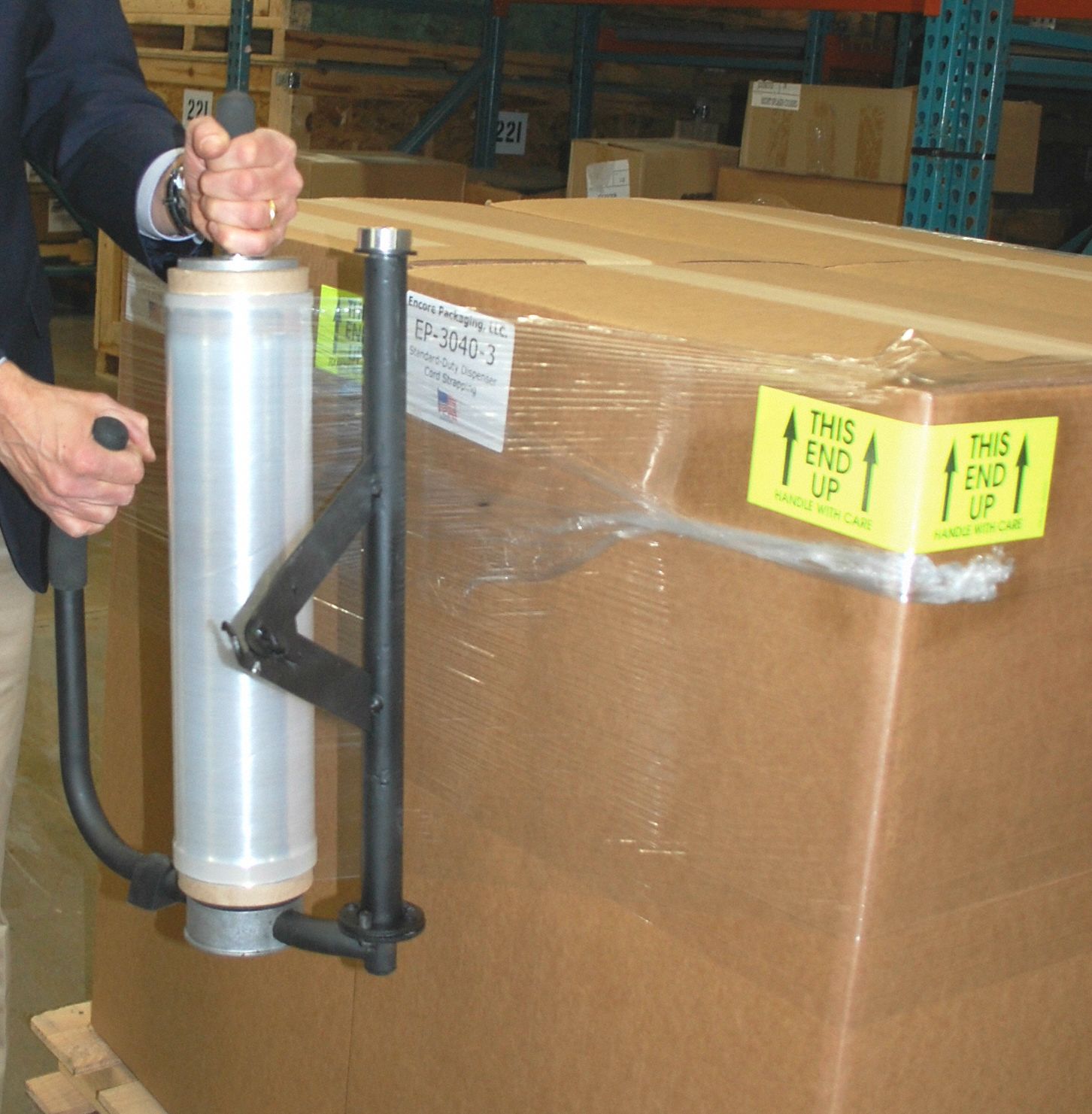 ENCORE Stretch Wrap Dispenser 12 in Min Roll Wd, 20 in Max Roll Wd, 3