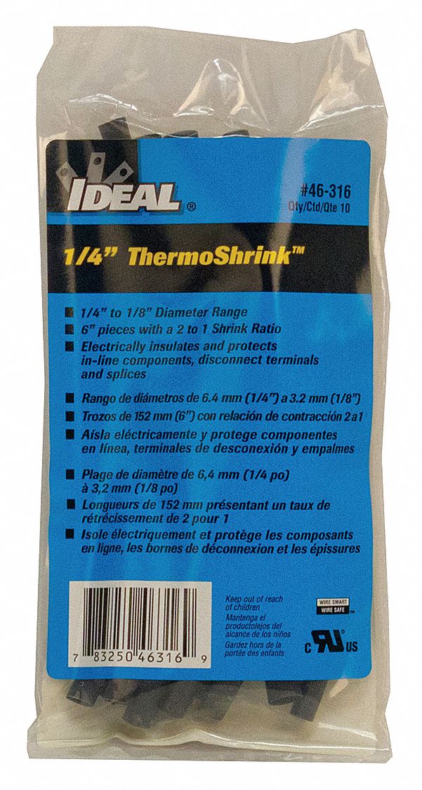 IDEAL Heat Shrink Tubing, Thin Wall, Polyolefin, Flexible, Shrink Ratio