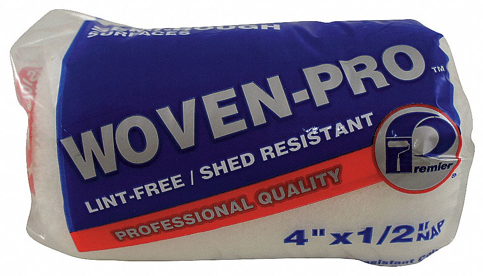 PREMIER Paint Roller Cover 4 in Lg, 1/2 in Nap Size, Woven Fabric