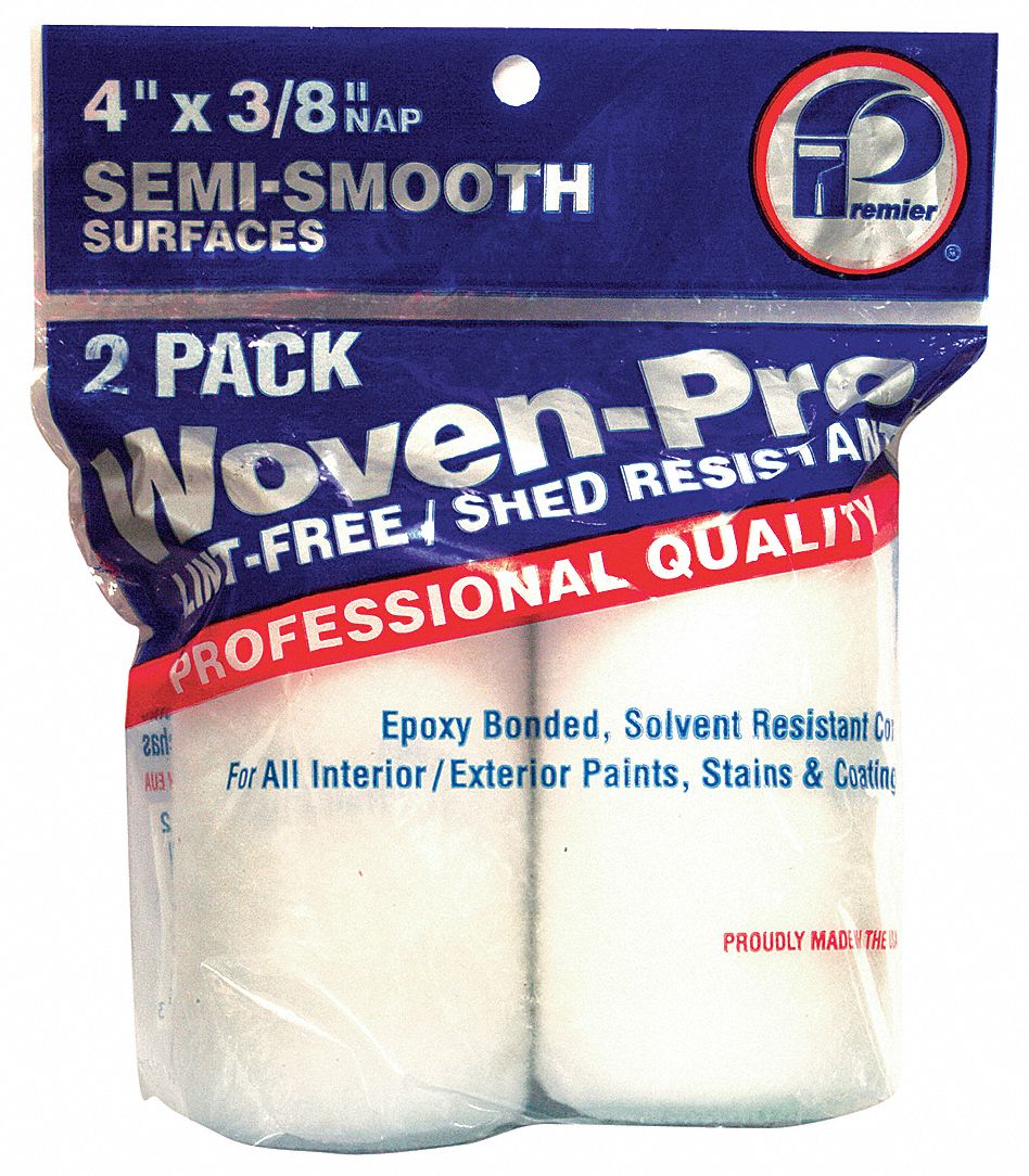 PREMIER Paint Roller Cover 4 in Lg, 3/8 in Nap Size, Woven Fabric