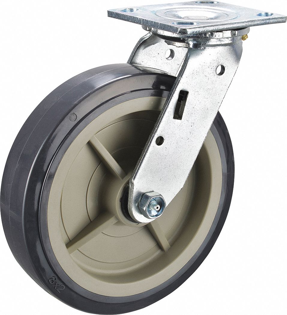 GRAINGER APPROVED Standard Plate Caster 8 in Wheel Dia., 1000 lb, 9 1/