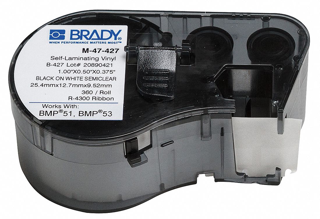 1/2 in x 1 in, Vinyl, Precut Label Roll Cartridge 29YJ51M47427