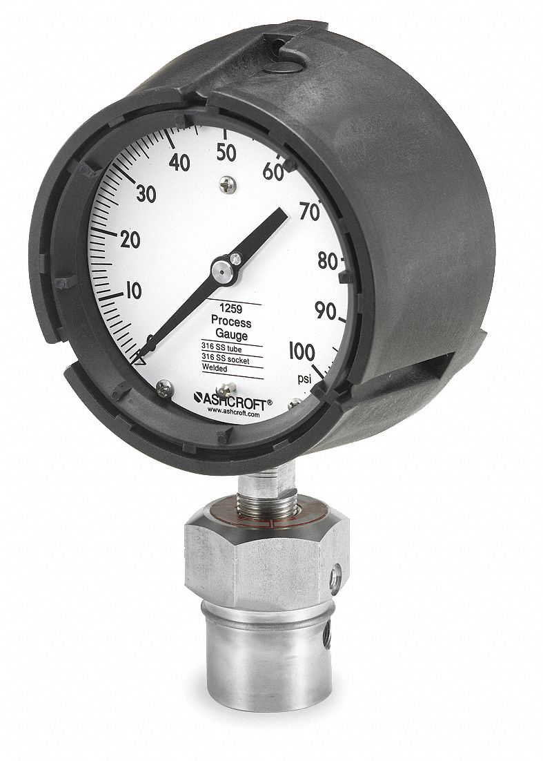 ASHCROFT Pressure Gauge, 0 to 100 psi Range, 1/2 in FNPT, +/0.50