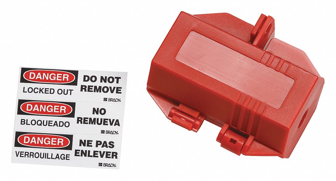 BRADY Plug Lockout, Red, 9/16In Shackle Dia. 2AM71103534 Grainger