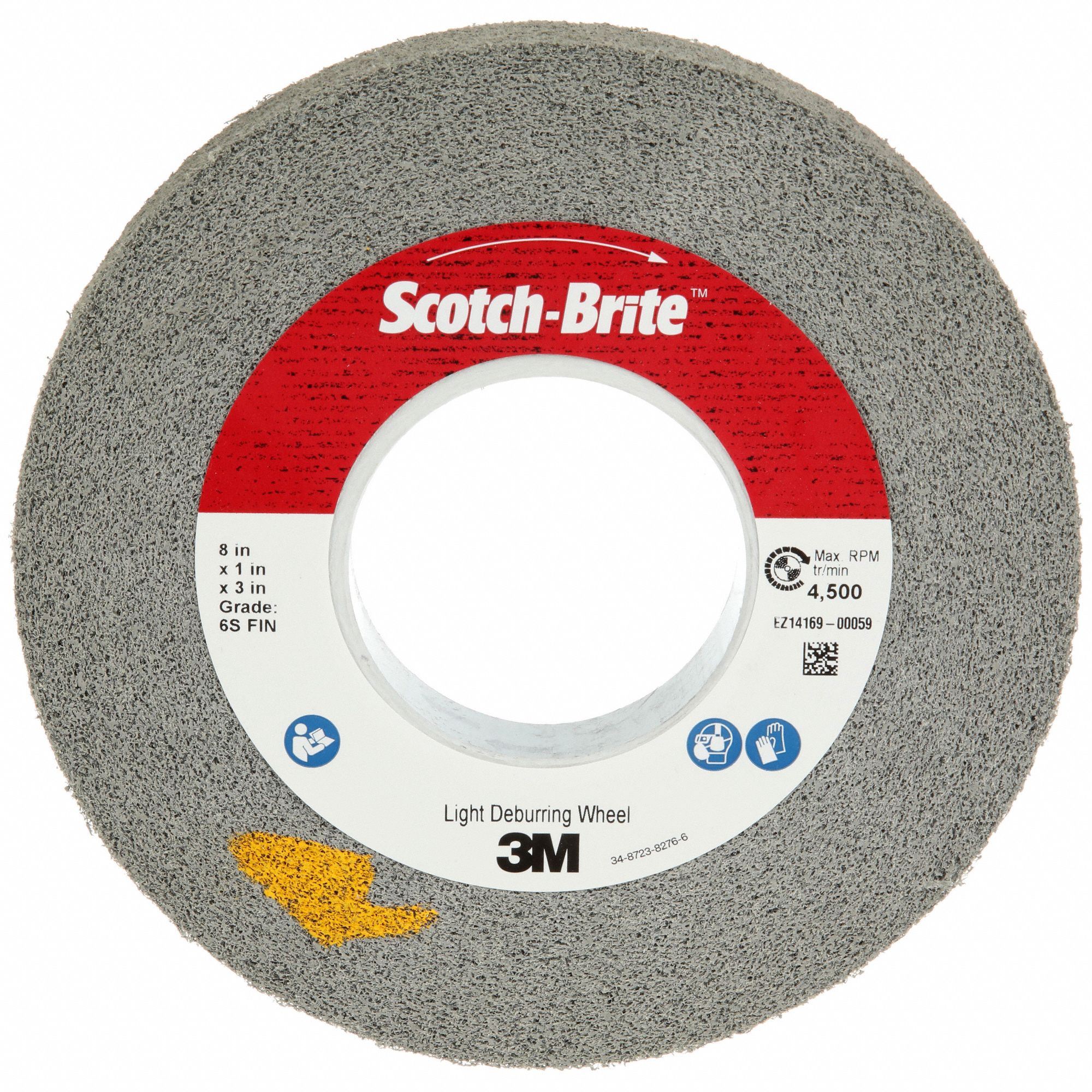SCOTCHBRITE, 8 in Dia x 1 in W, 3 in Arbor, Convolute Wheel 2AYV4
