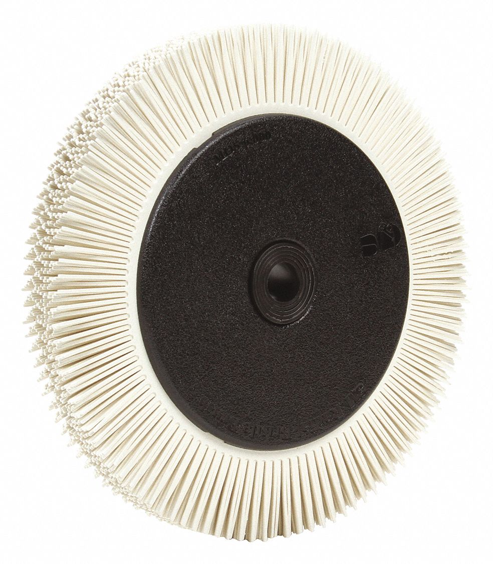 SCOTCHBRITE 8 in, Radial Bristle Brush, Arbor Hole, Ceramic, 120