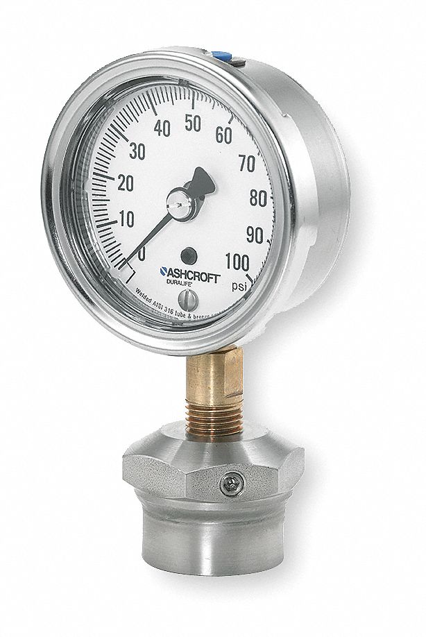 ASHCROFT, 0 to 100 psi, 1009/310315, Pressure Gauge with Diaphragm