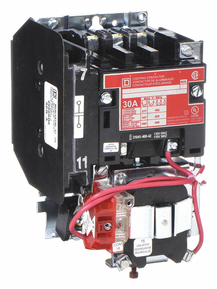 SQUARE D, 4 Poles, 120V AC, Lighting Contactor 2CH08