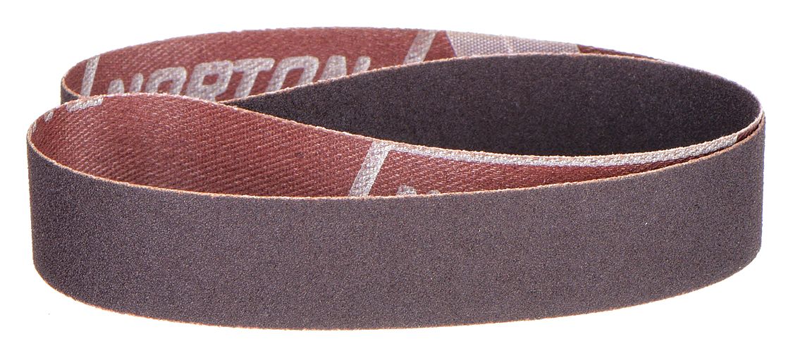 NORTON Sanding Belt, 201/2" Length, 3/4" Width, Aluminum Oxide, 120 Grit, Fine, Coated, R283
