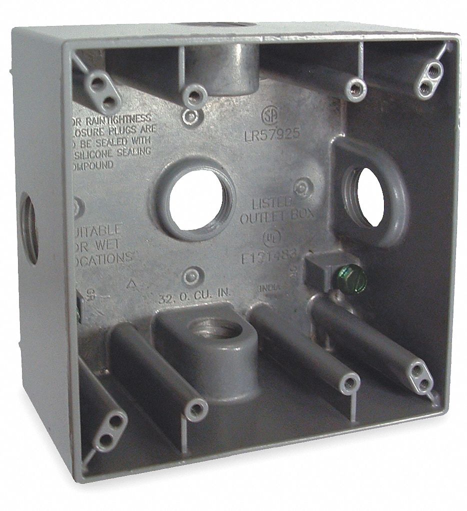 BELL, 2 Gangs, 3/4 in Hub Size, Weatherproof Electrical Box 2DCV8